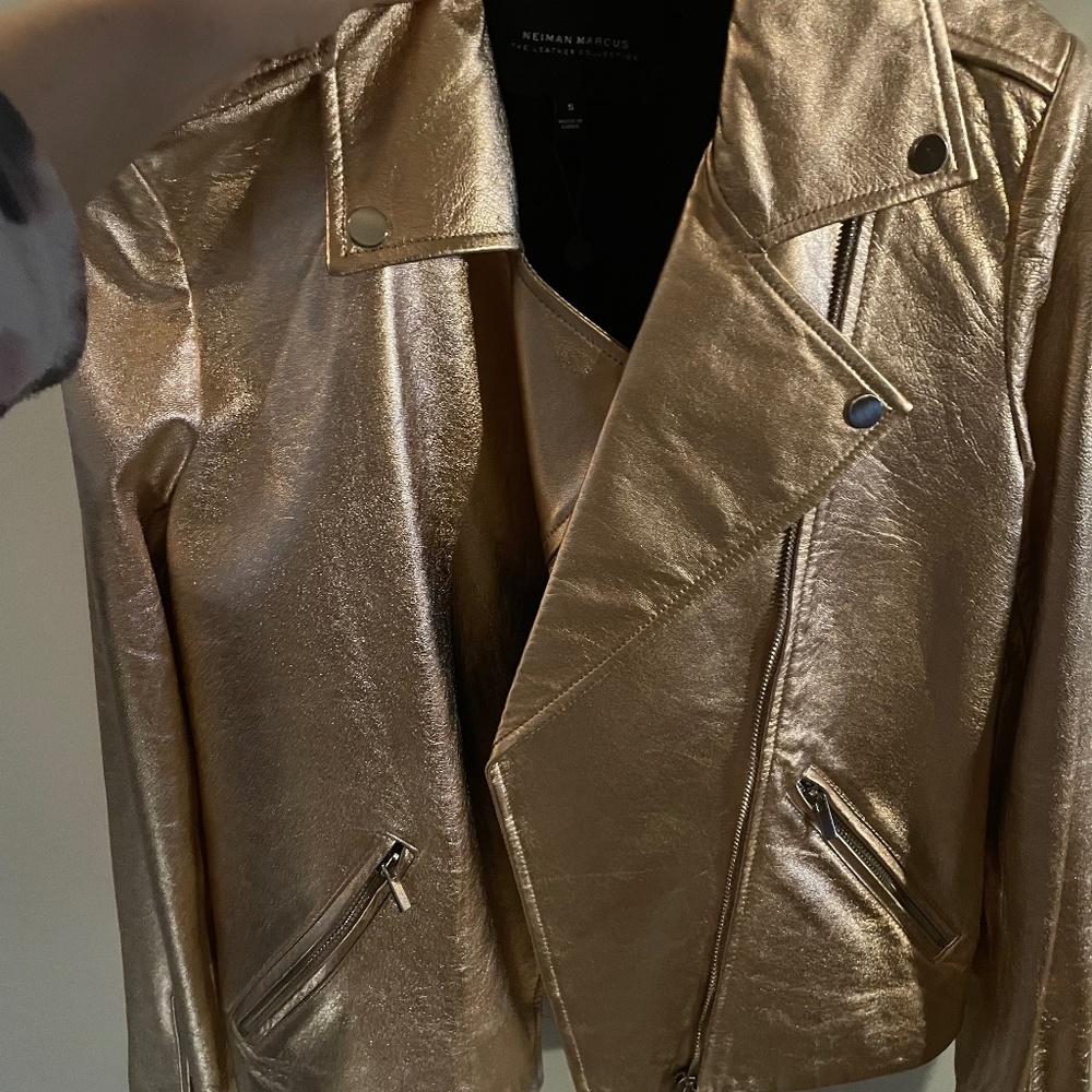Genuine Metallic Leather Jacket